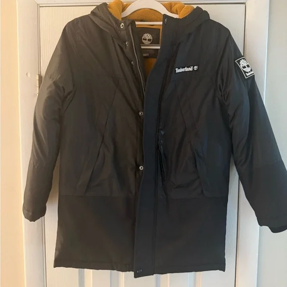 Timberland Kids Black and Gold Hooded Puffer Jacket - Picture 2 of 10